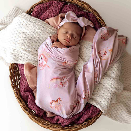 SNUGGLE HUNNY STRETCH COTTON BABY WRAP SET - UNICORN
