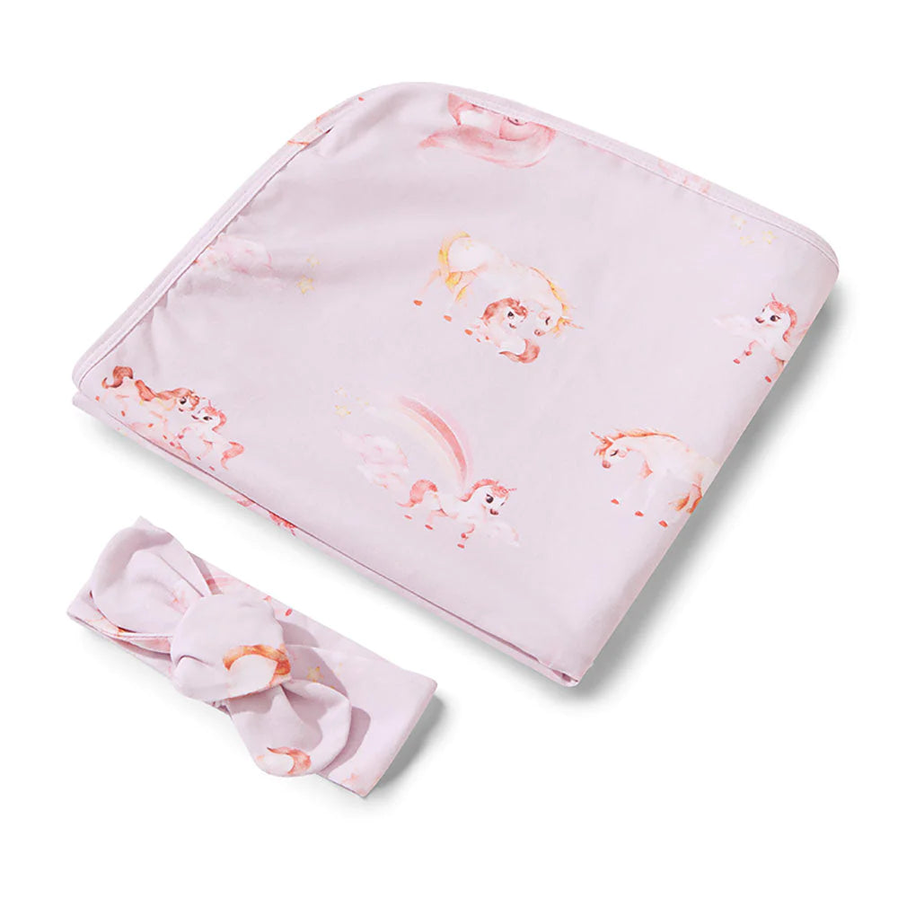 SNUGGLE HUNNY STRETCH COTTON BABY WRAP SET - UNICORN
