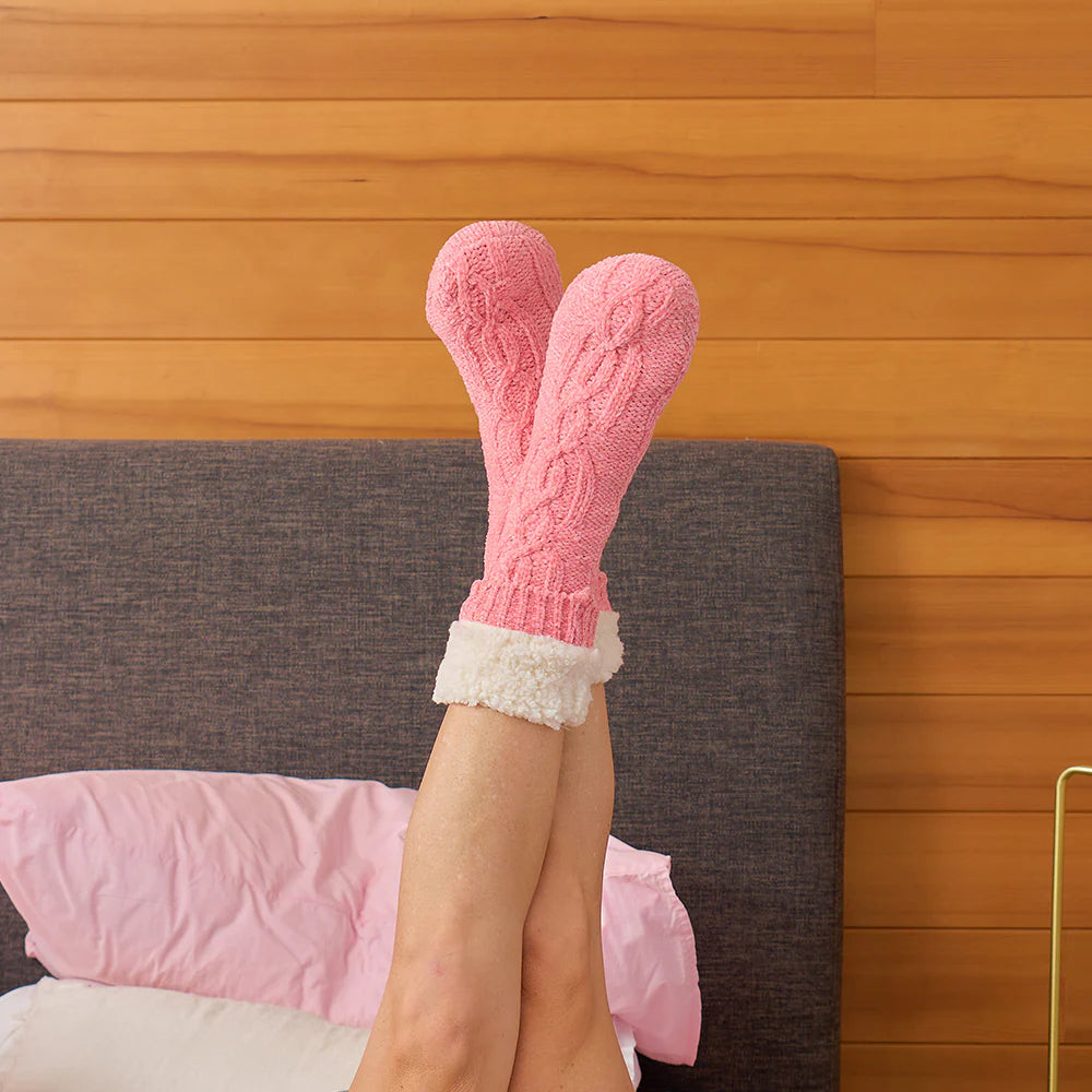 ANNABEL TRENDS - CHENILLE LOUNGE SOCKS - DARK PINK