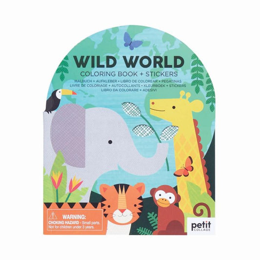 PETIT COLLAGE COLOURING BOOK & STICKERS - WILD WORLD