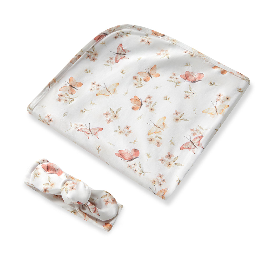 SNUGGLE HUNNY STRETCH COTTON BABY WRAP SET - BUTTERFLY