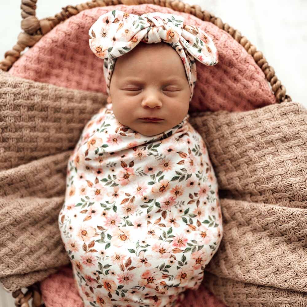 SNUGGLE HUNNY SWADDLE & HEADBAND SET - SPRING FLORAL