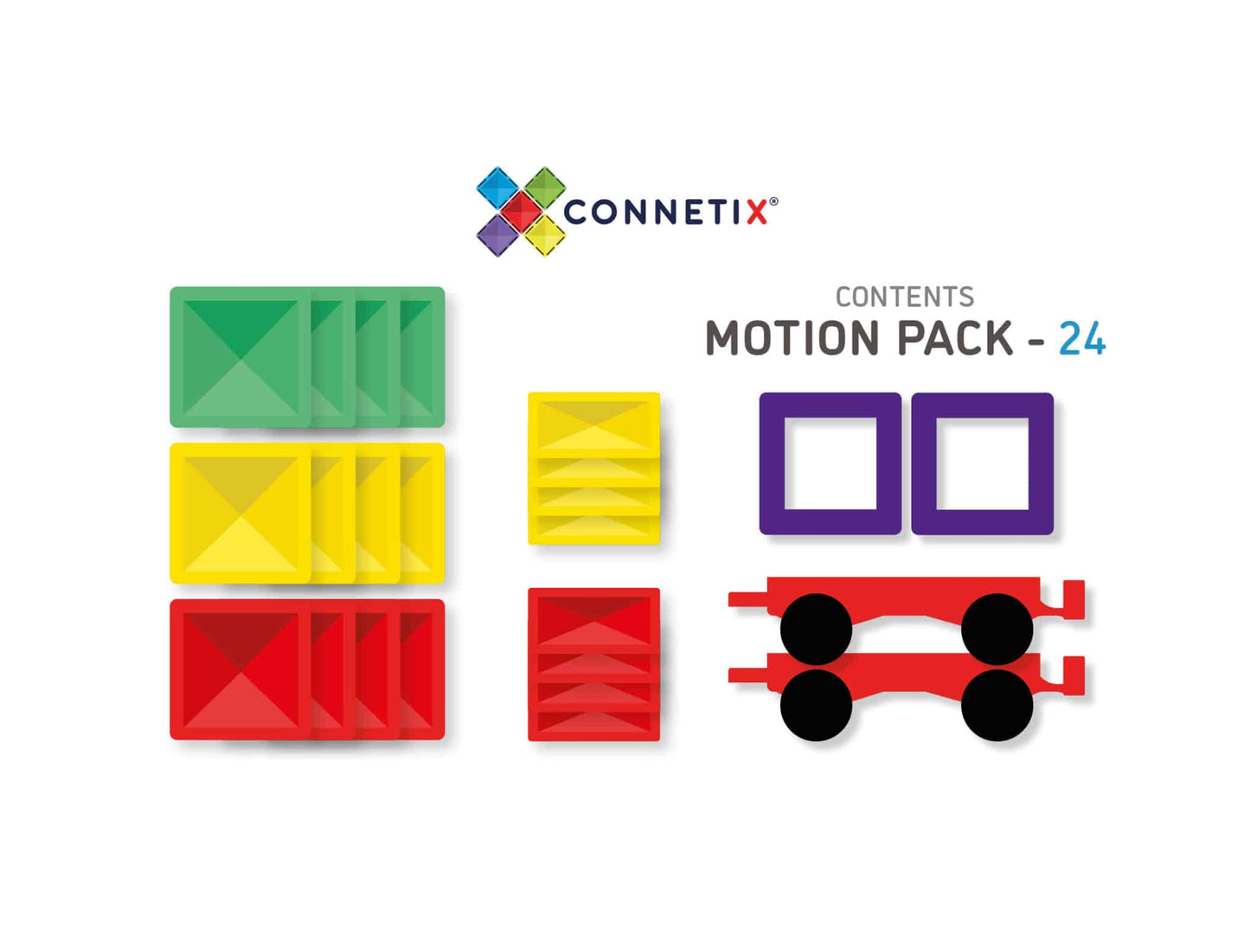 CONNETIX TILES - RAINBOW MOTION PACK - 24 PIECES