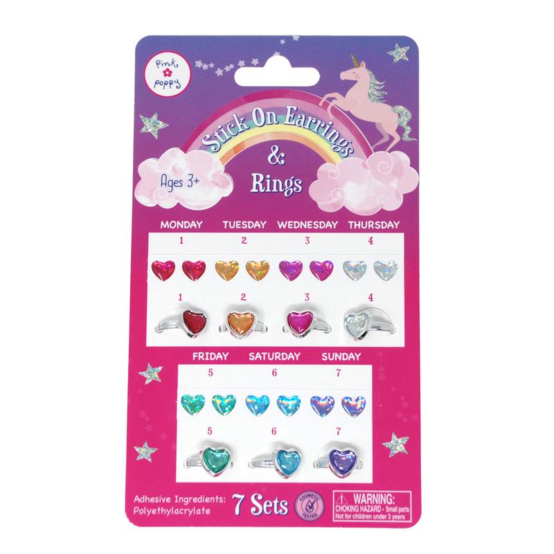 PINK POPPY - STICK ON EARRINGS & RINGS