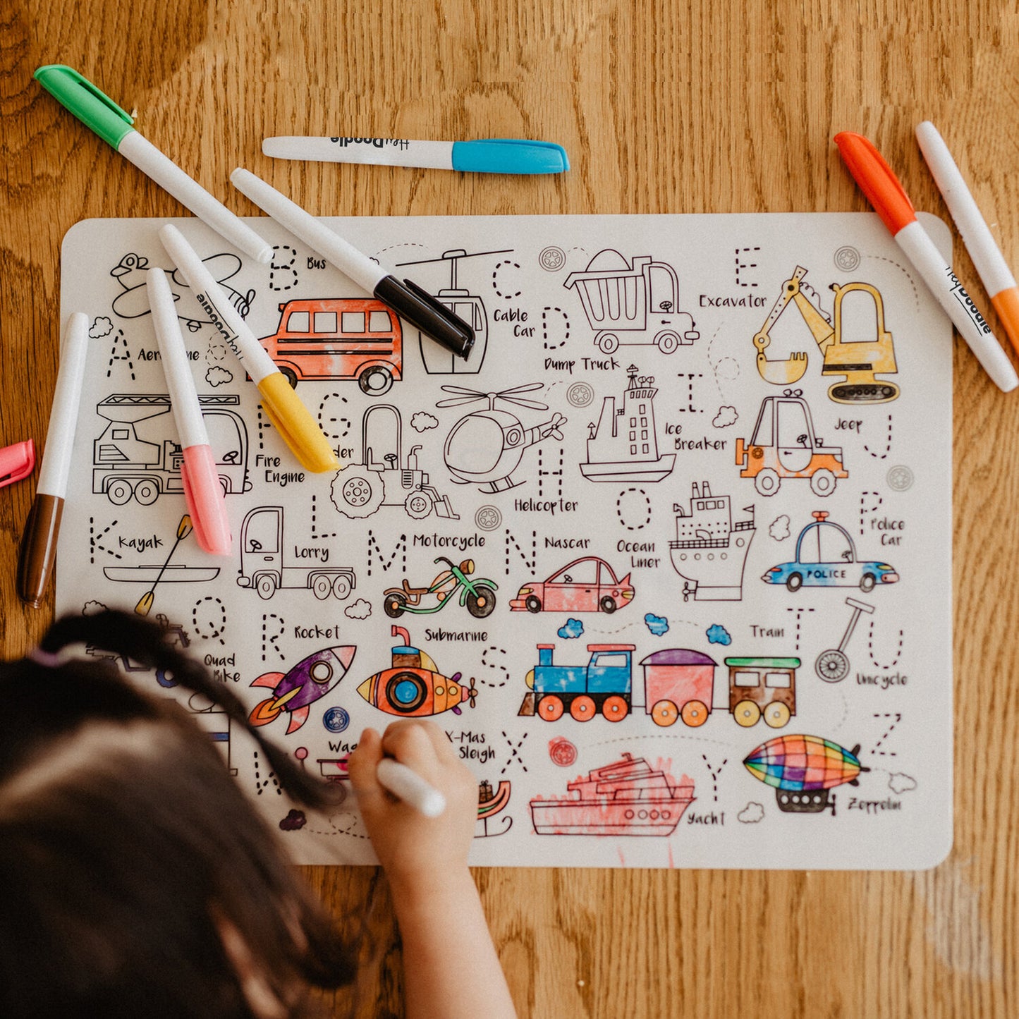 HEY DOODLE PLACEMAT - TOOT TOOT HONK!