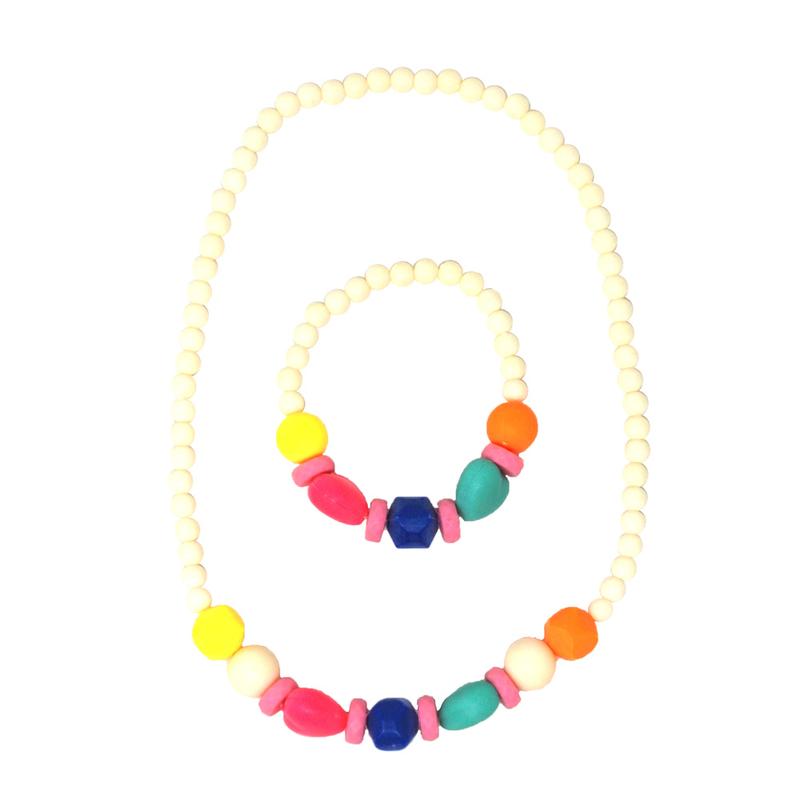 PINK POPPY - FLUORO BEAD NECKLACE AND BRACELET SET