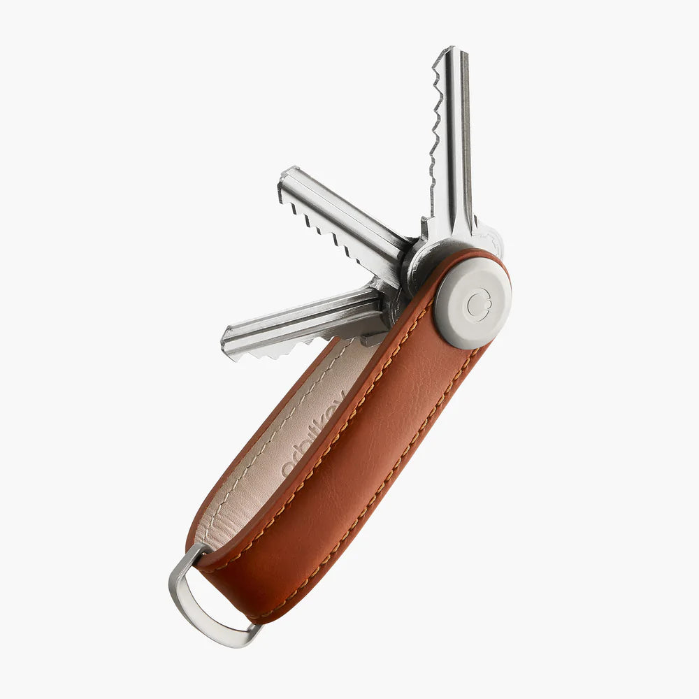 ORBITKEY - LEATHER KEY ORGANISER - COGNAC/TAN STITCH