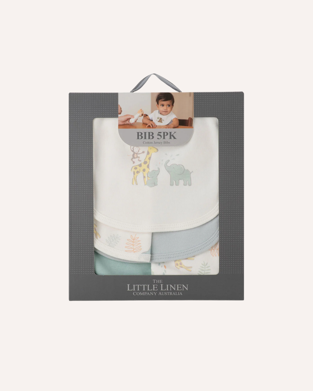 LITTLE BAMBOO - COTTON JERSEY BIBS 5PK - GIRRAFFE