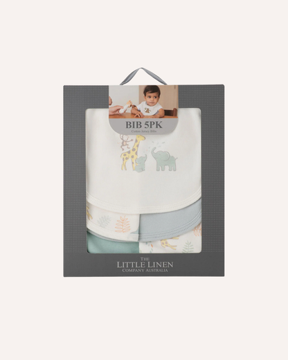 LITTLE BAMBOO - COTTON JERSEY BIBS 5PK - GIRRAFFE