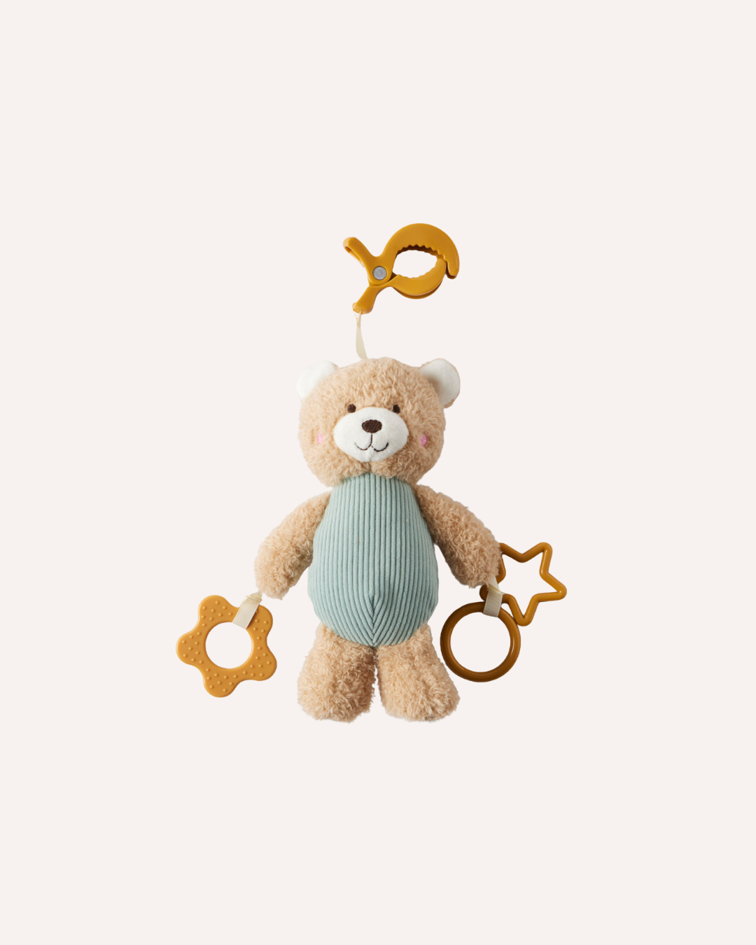 JIGGLE & GIGGLE - TEDDY BEAR CLIP ON TOY - BLUE
