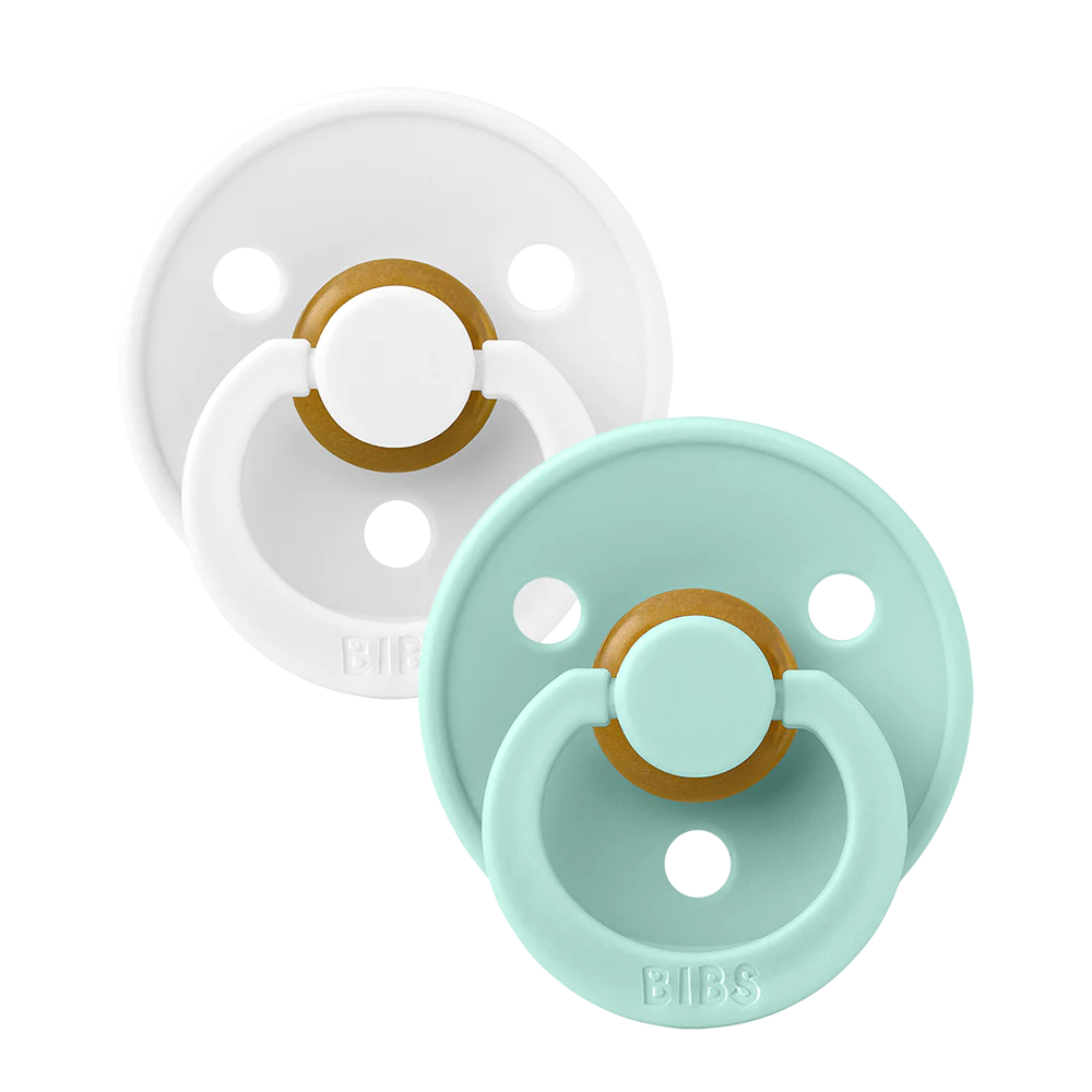 BIBS DUMMIES -SIZE 1 WHITE/MINT