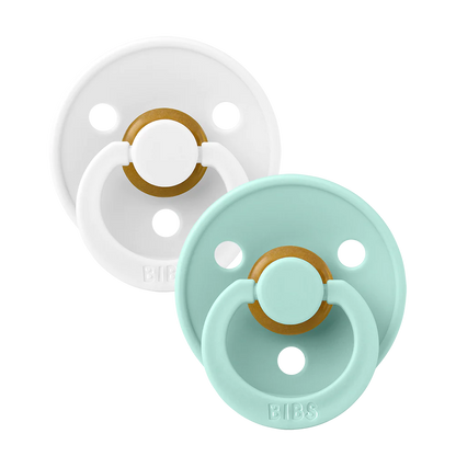 BIBS DUMMIES - SIZE 1 - WHITE/MINT