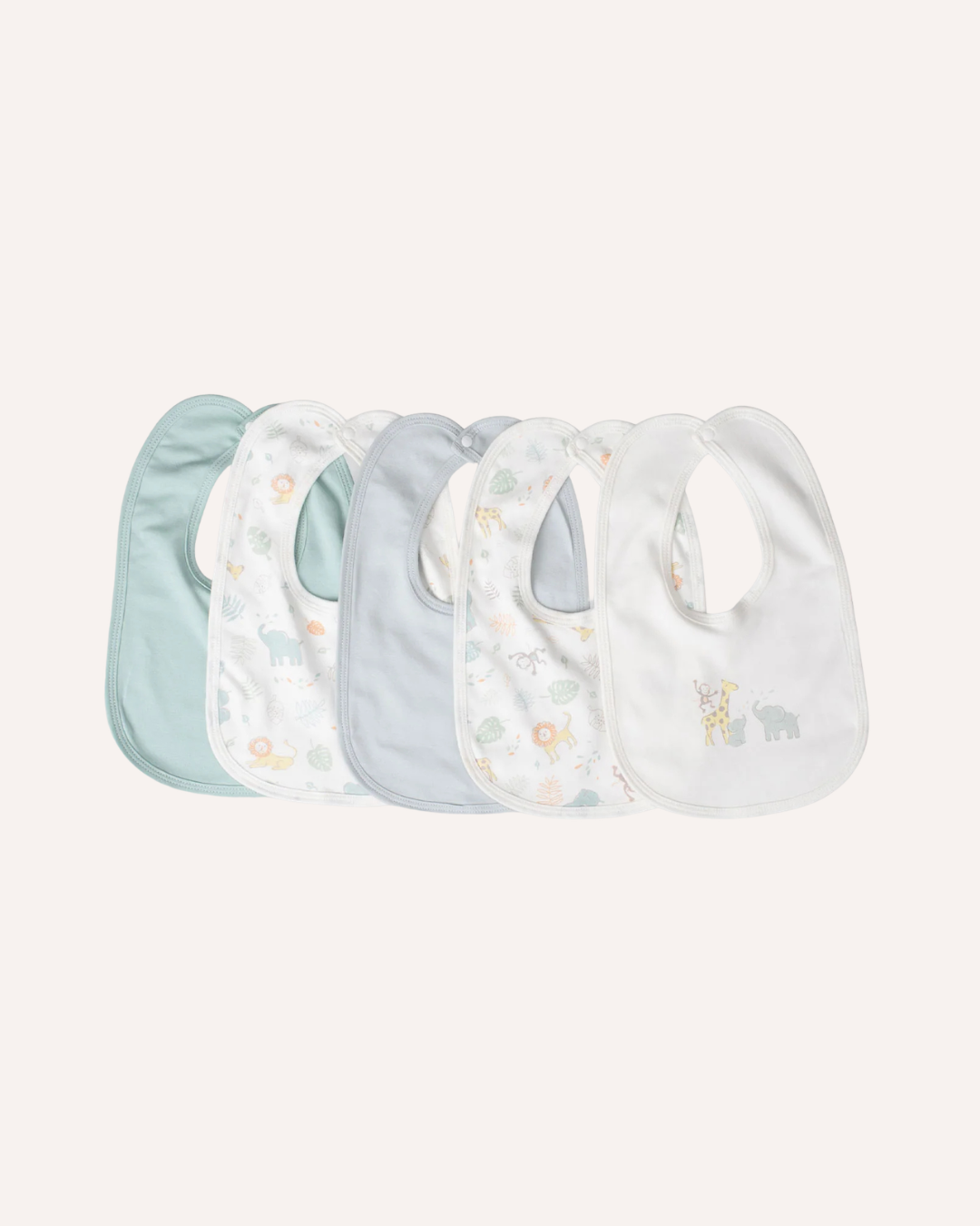 LITTLE BAMBOO - COTTON JERSEY BIBS 5PK - GIRRAFFE
