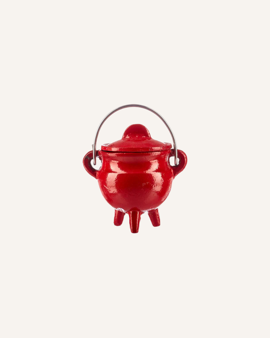 CAST IRON CAULDRON - SMALL - RED