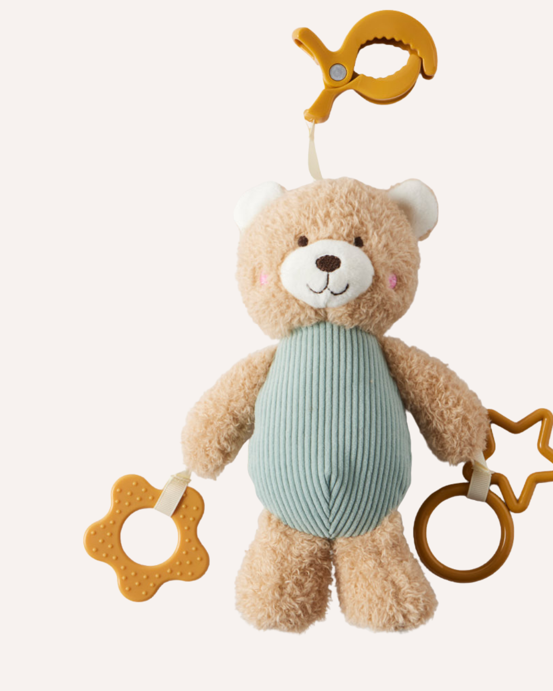 JIGGLE & GIGGLE - TEDDY BEAR CLIP ON TOY - BLUE