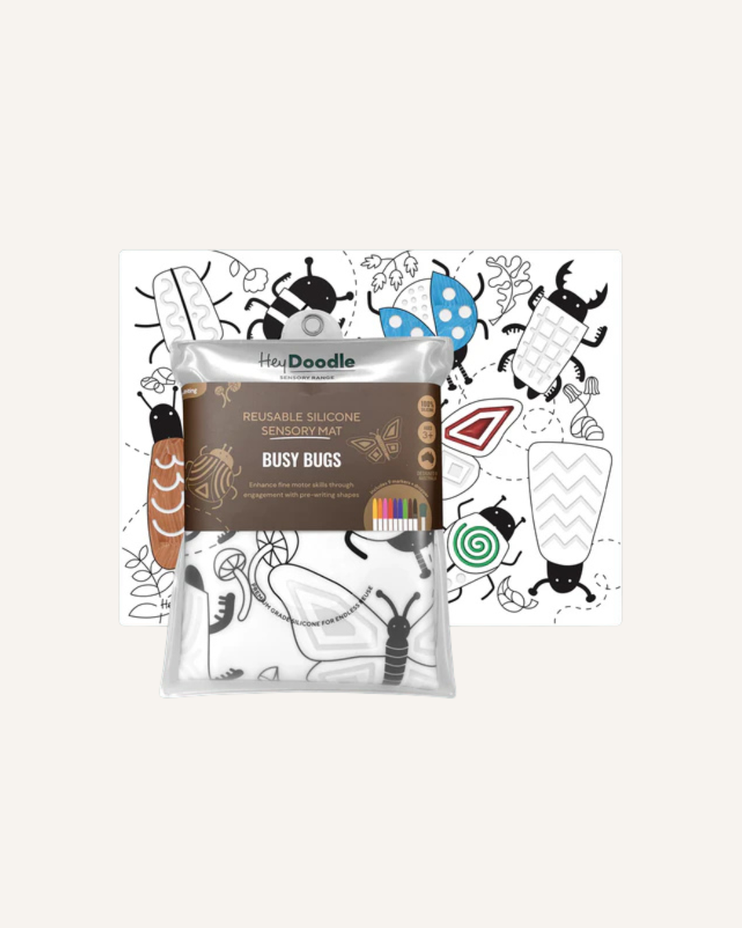 HEY DOODLE - SENSORY COLOURING & DOODLE MAT - BUSY BUGS