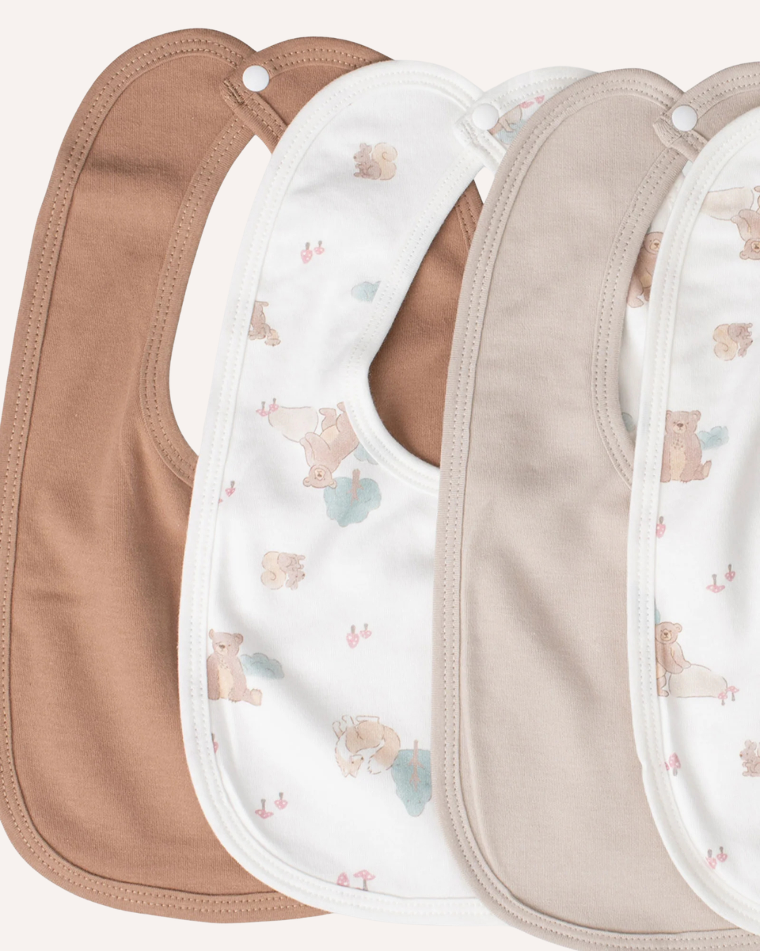LITTLE BAMBOO - COTTON JERSEY BIBS 5PK - BEAR