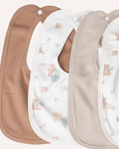 LITTLE BAMBOO - COTTON JERSEY BIBS 5PK - BEAR