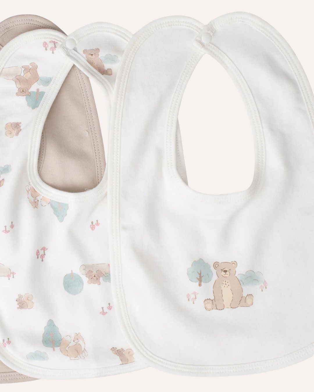 LITTLE BAMBOO - COTTON JERSEY BIBS 5PK - BEAR