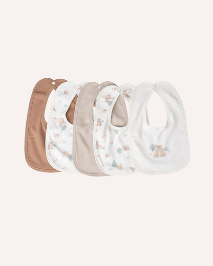 LITTLE BAMBOO - COTTON JERSEY BIBS 5PK - BEAR