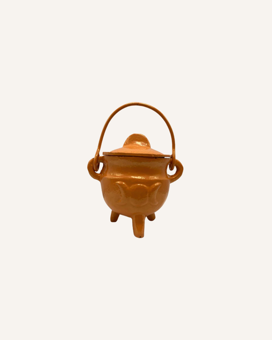 CAST IRON CAULDRON - SMALL - ORANGE