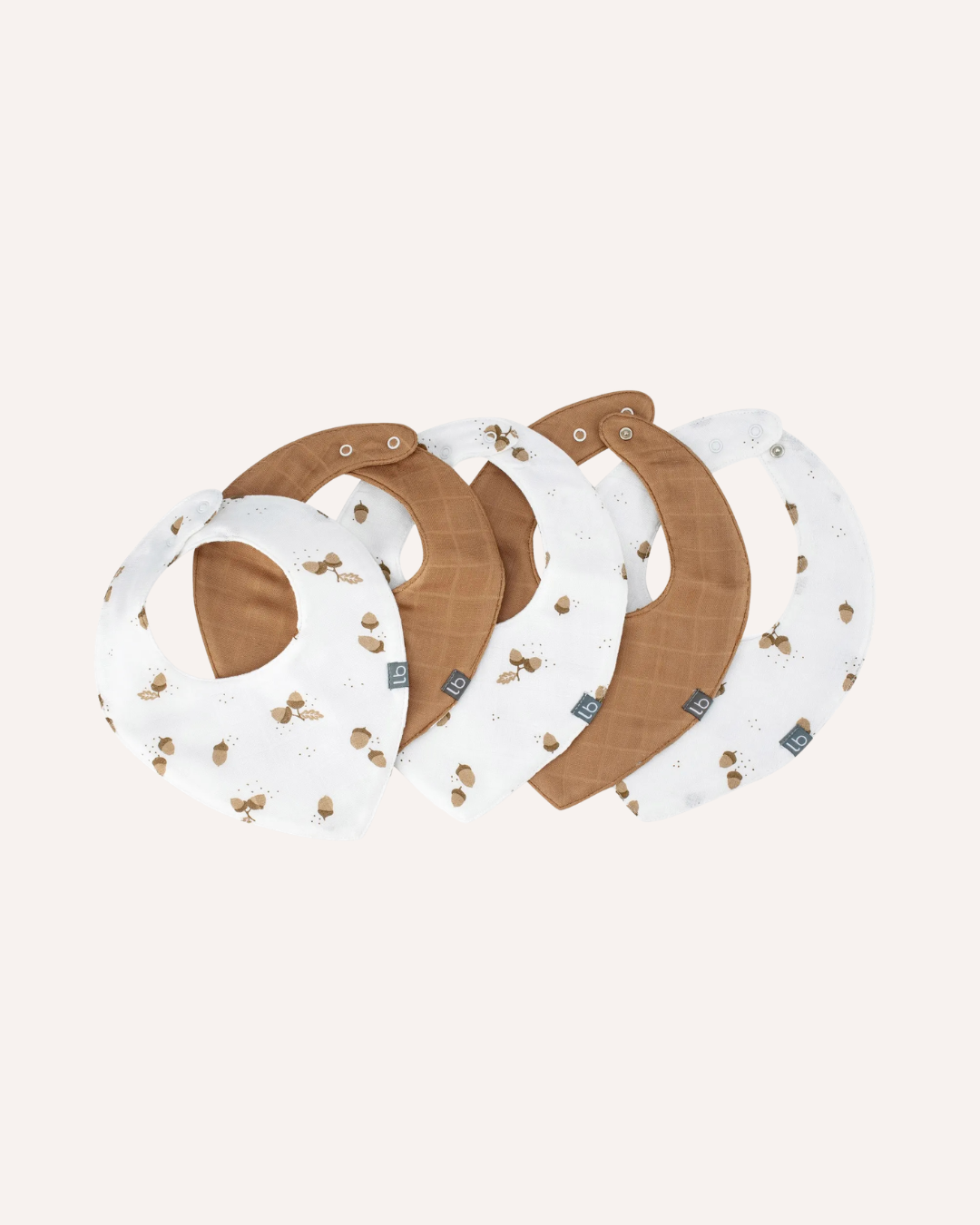 LITTLE BAMBOO - BAMBOO MUSLIN BIBS 5PK - OAK BROWN