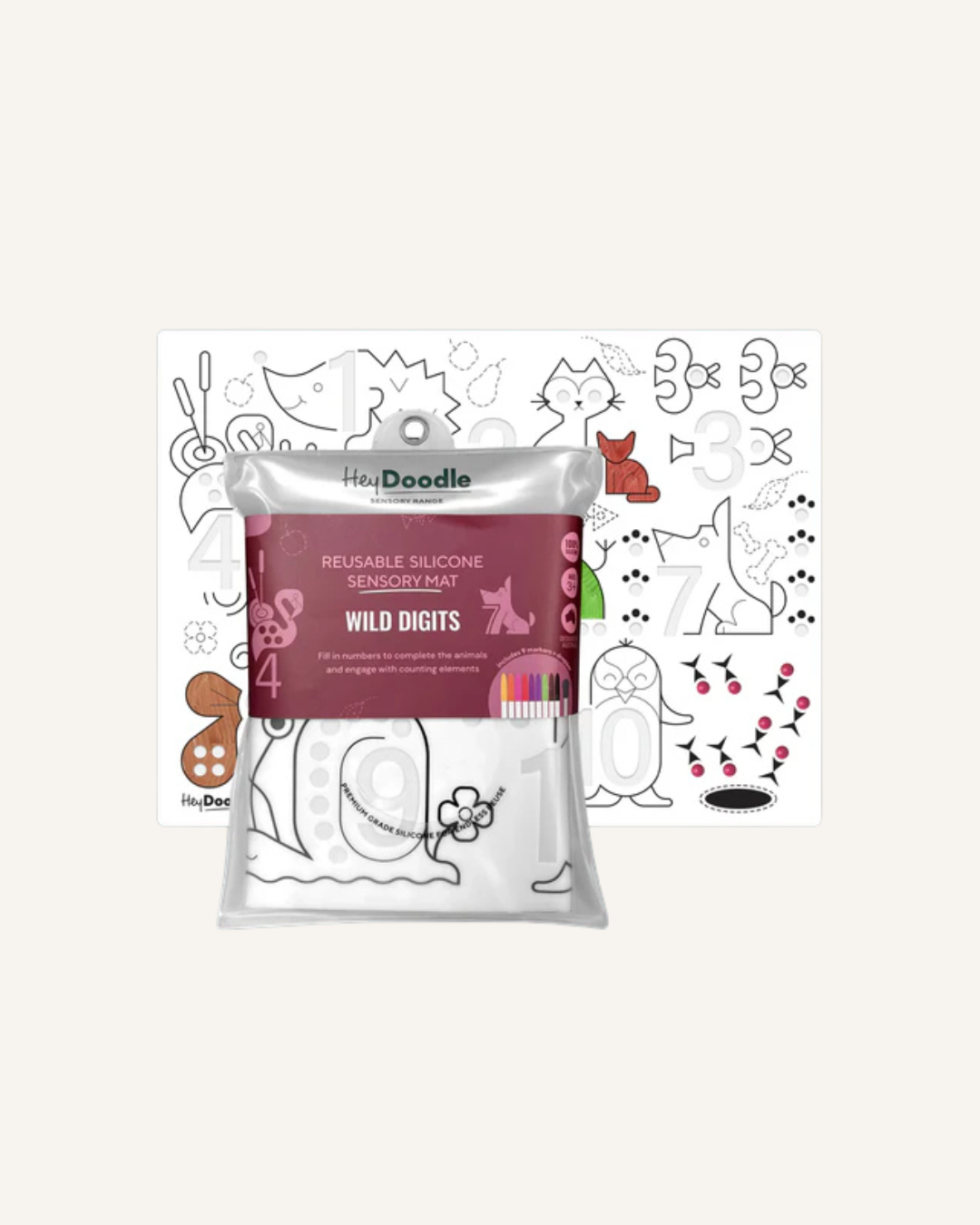 HEY DOODLE - SENSORY COLOURING & DOODLE MAT - WILD DIGITS