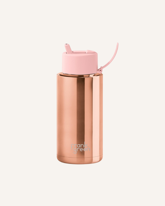 FRANK GREEN 1L CERAMIC DRINK BOTTLE WITH STRAW - BLUSHED ROSEGOLD