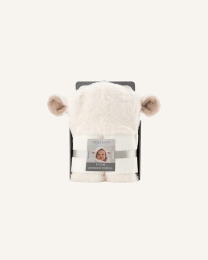 LITTLE LINEN - PLUSH HOODED TOWEL - LAMB