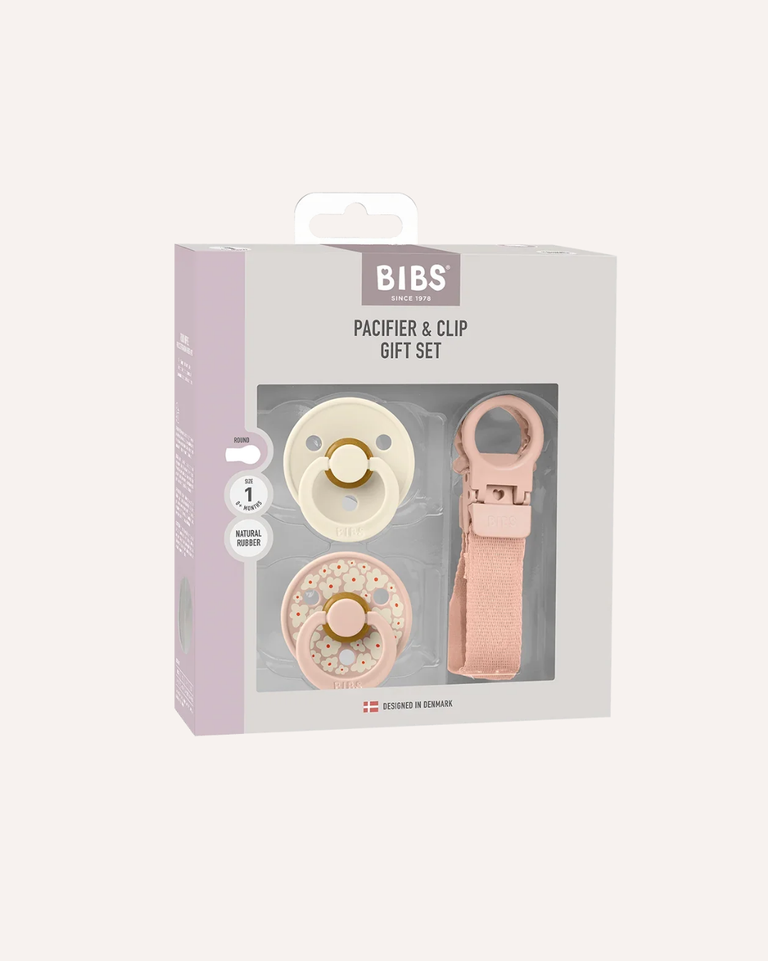 BIBS DUMMIES - PACIFIER & CLIP GIFT SET - BLUSH