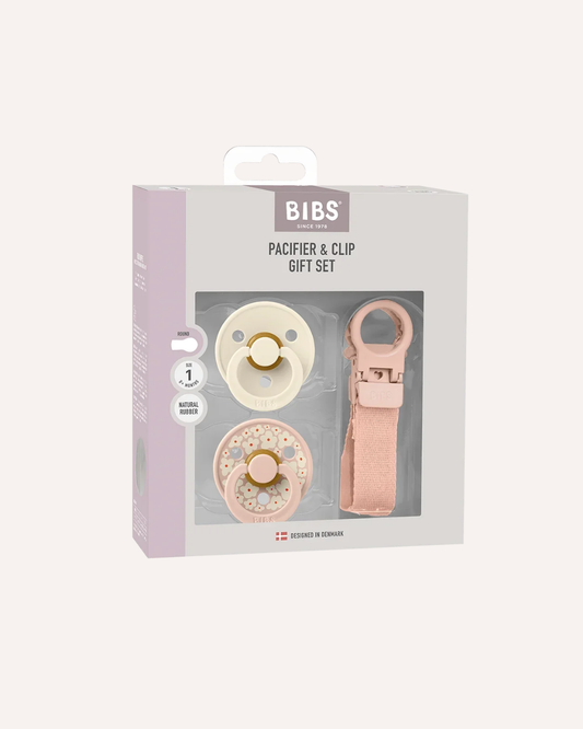 BIBS DUMMIES - PACIFIER & CLIP GIFT SET - BLUSH
