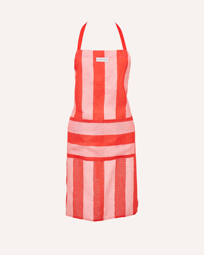 ANNABEL TRENDS APRON - PINK RED STRIPE