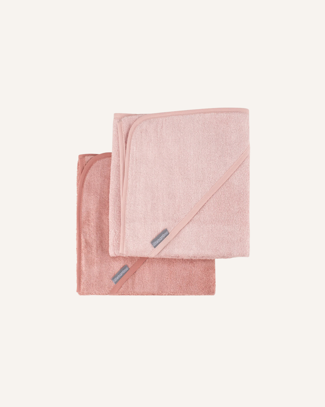 LITTLE BAMBOO - BABY HOODED TOWEL 2PK - PINK