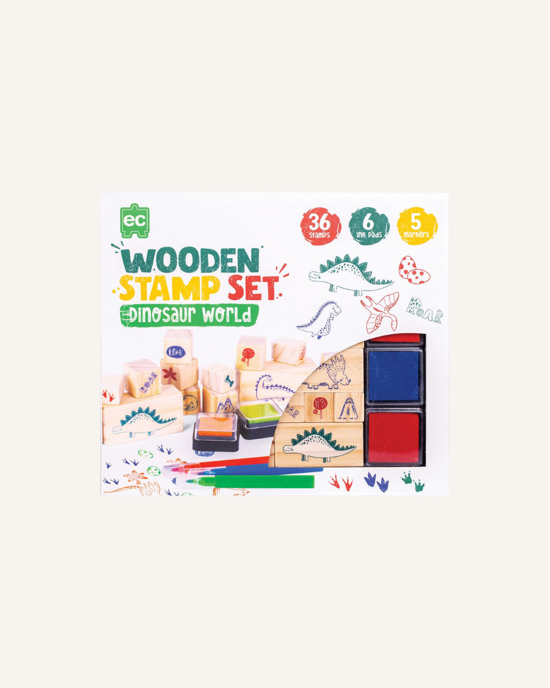 EC - WOODEN STAMP SET - DINOSAUR WORLD