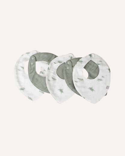 LITTLE BAMBOO - BAMBOO MUSLIN BIBS 5PK - TURTLE BAY