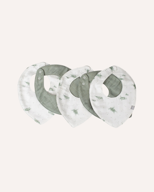 LITTLE BAMBOO - BAMBOO MUSLIN BIBS 5PK - TURTLE BAY