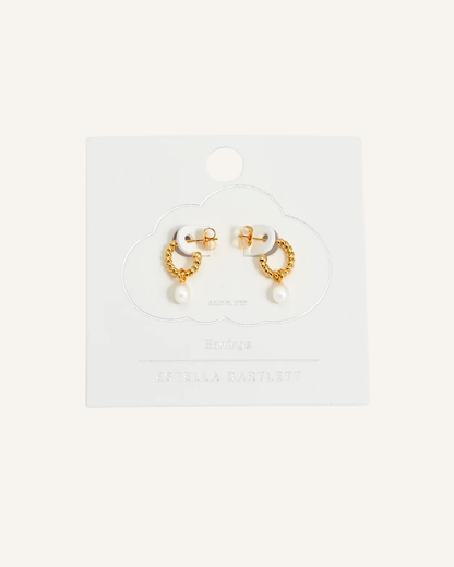 ESTELLA BARTLETT - EARRINGS - PEARL DROP AND TWIST HOOP