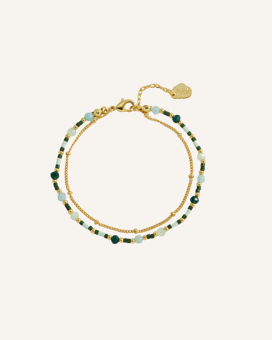 ESTELLA BARTLETT - BRACELET -MINI GREEN GEMSTONE CHAIN DUO