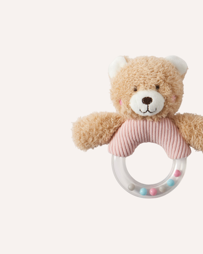 JIGGLE & GIGGLE - TEDDY BEAR RATTLE - PINK