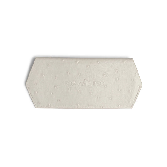 FOX AND LEO GLASSES CASE - STONE OSTRICH PRINT