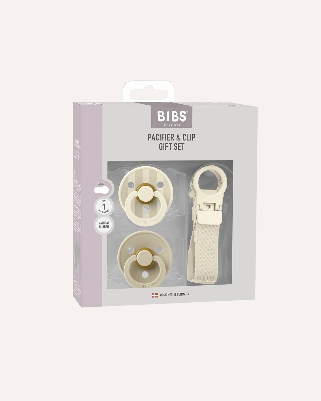 BIBS DUMMIES - PACIFIER & CLIP GIFT SET - IVORY