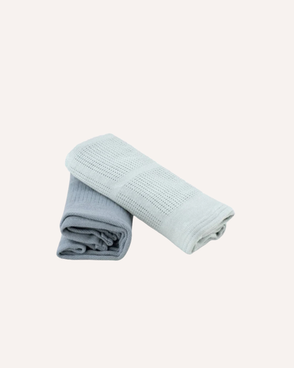 LITTLE BAMBOO - BAMBOO COTTON BLANKET 2PK - BLUE