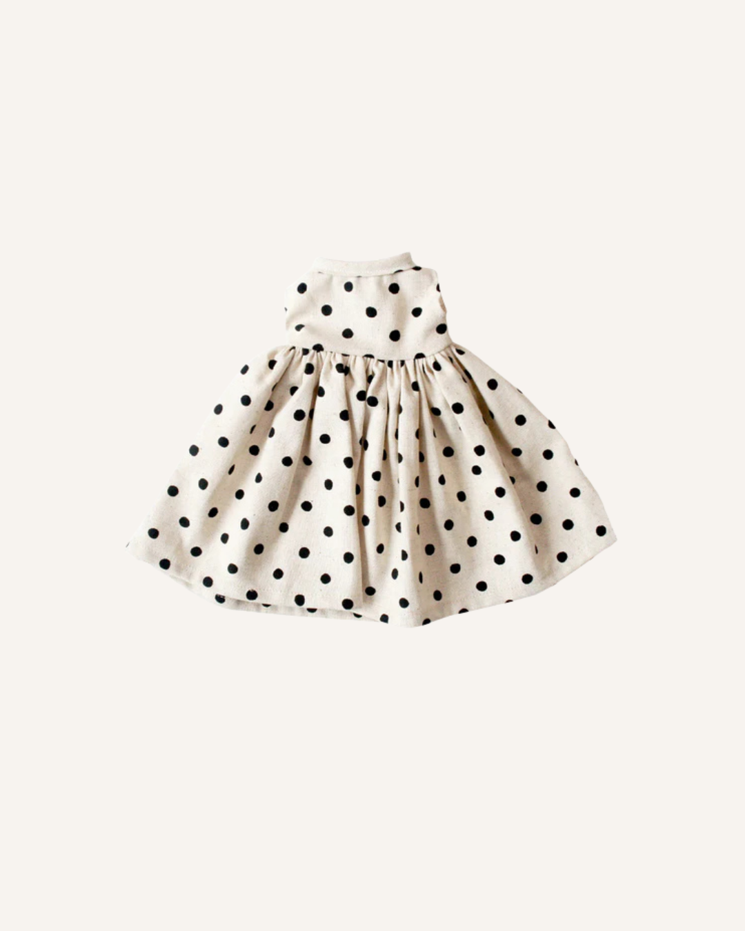 ALIMROSE LARGE DOLL DRESS - BLACK LINEN SPOT