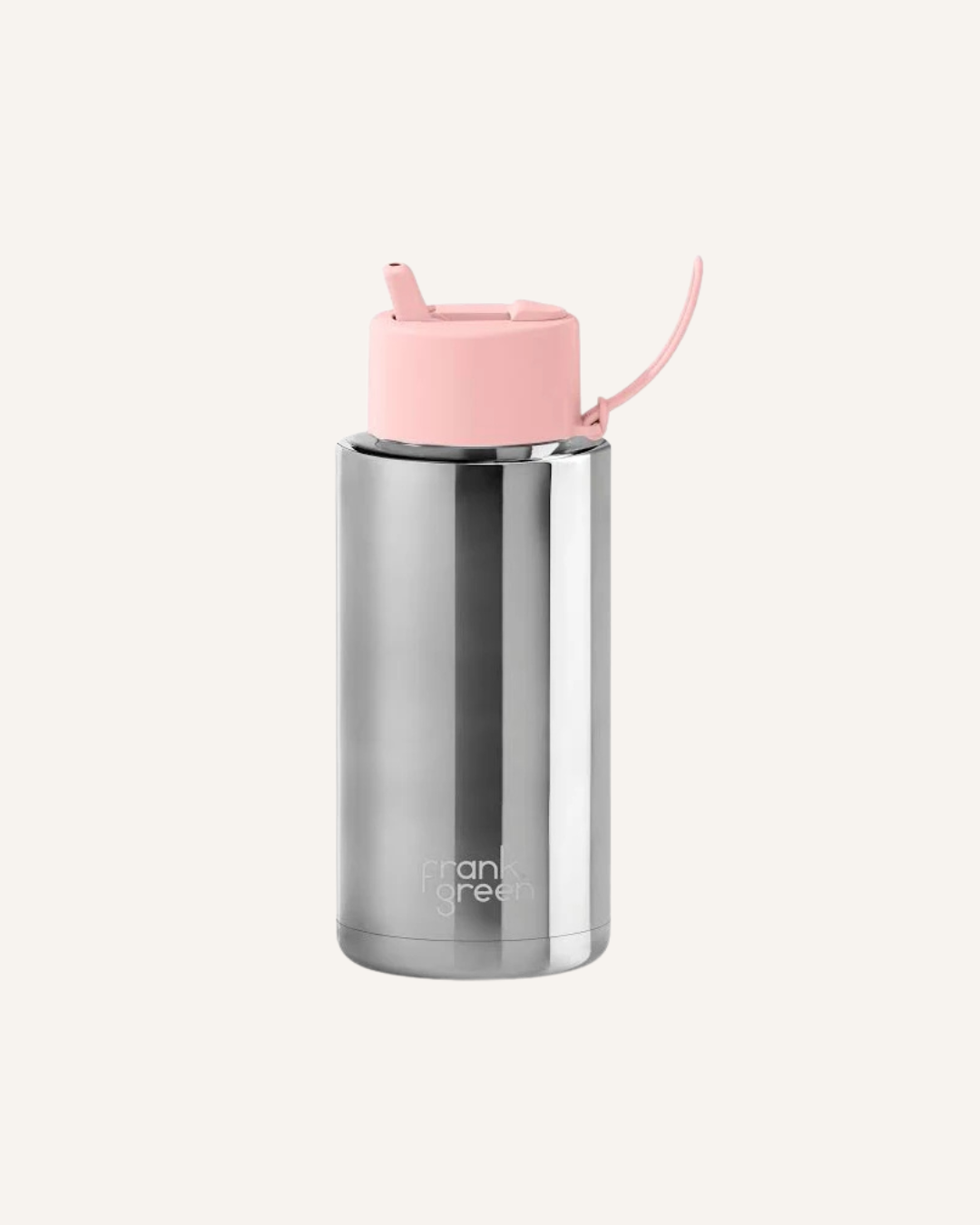 FRANK GREEN 1L CERAMIC DRINK BOTTLE WITH STRAW - BLUSHED CHROME