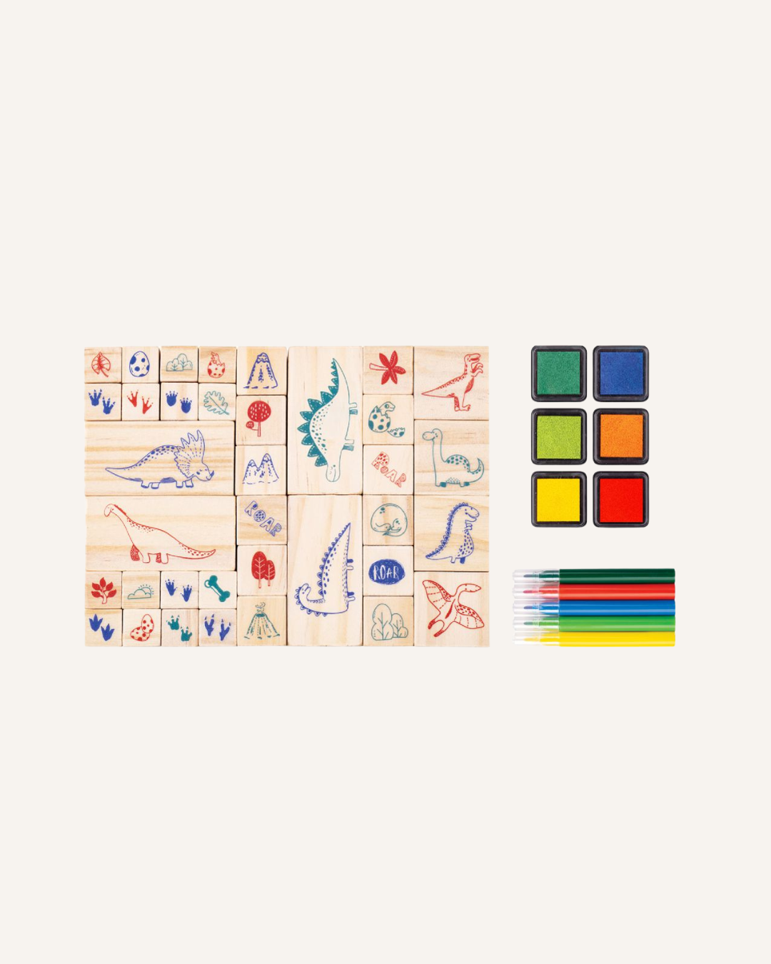 EC - WOODEN STAMP SET - DINOSAUR WORLD