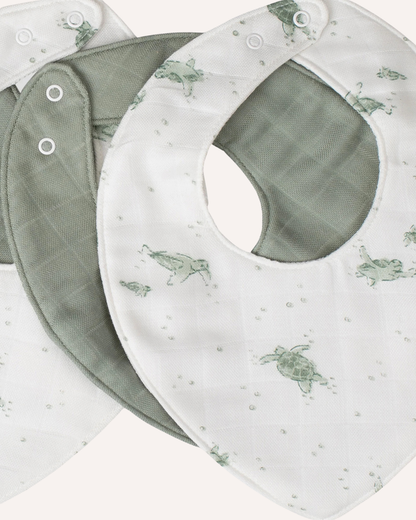 LITTLE BAMBOO - BAMBOO MUSLIN BIBS 5PK - TURTLE BAY