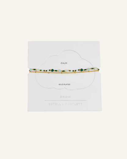 ESTELLA BARTLETT - BRACELET -MINI GREEN GEMSTONE CHAIN DUO