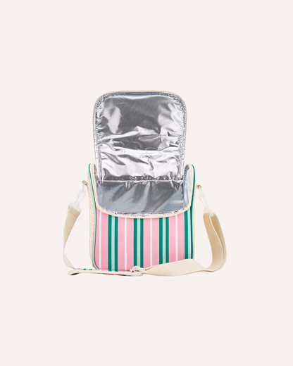 ANNABEL TRENDS - PICNIC LUNCH BAG - PINK GREEN STRIPE