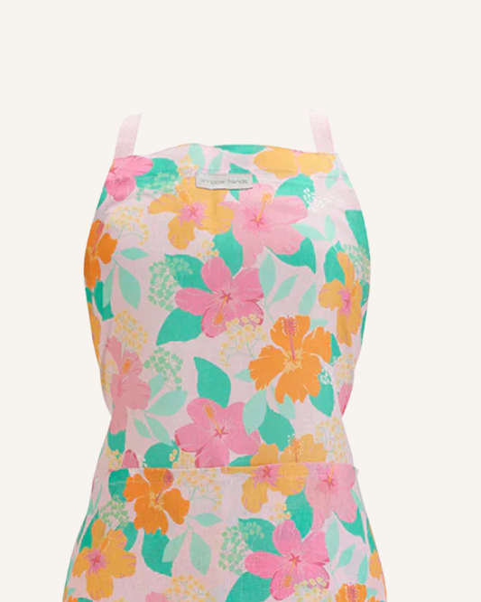 ANNABEL TRENDS LINEN APRON - HIBISCUS
