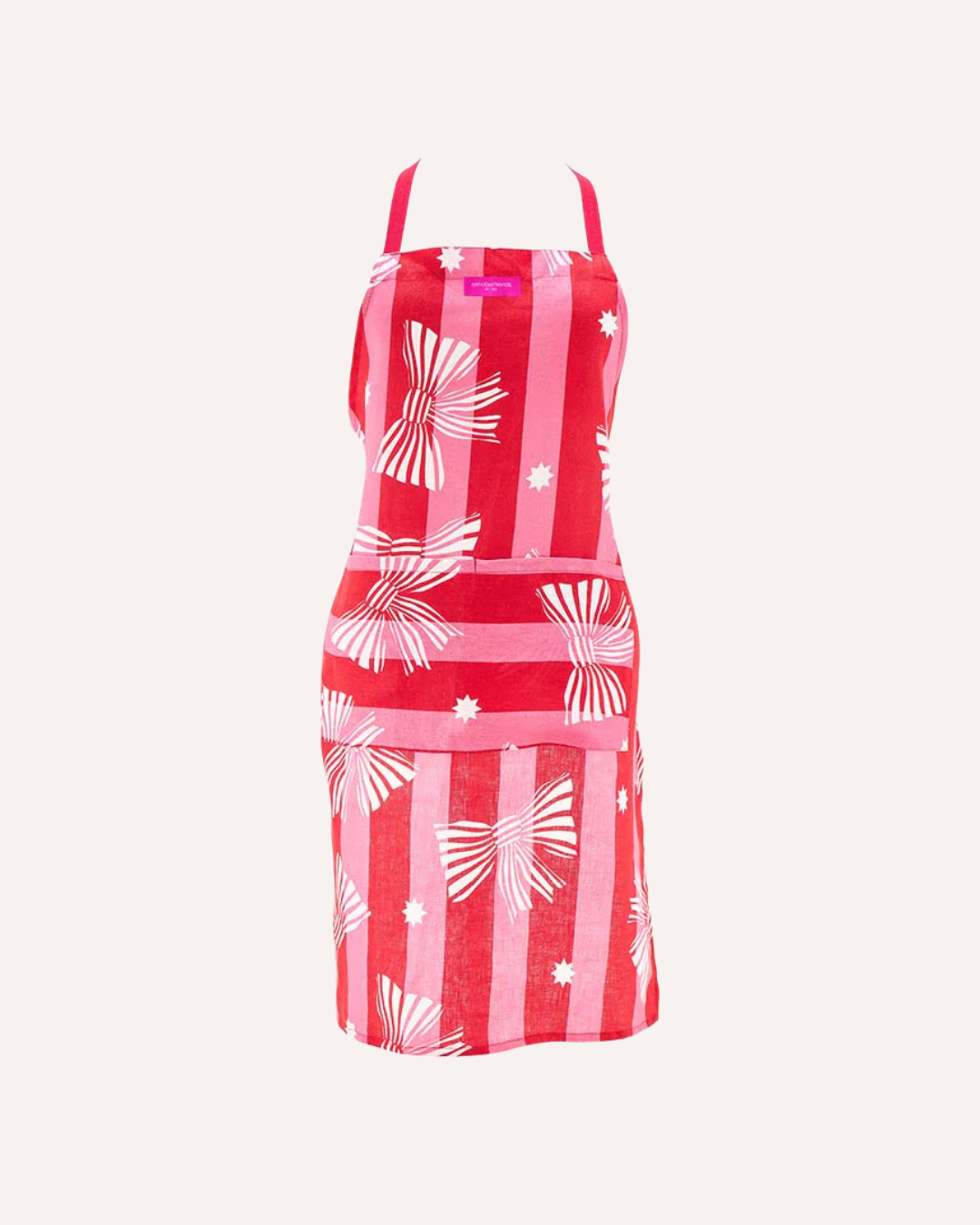 ANNABEL TRENDS APRON - PINK RED BOW